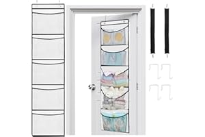 EMOIEMO Hängeorganizer 2 Stück, Hängeaufbewahrung Organizer mit 5 Taschen und 4 Metallhaken, Tür Organizer, für Schrank Aufbewahrung über der Tür Hängend Organizer,Bad, Schlafzimmer, Kinderzimmer
