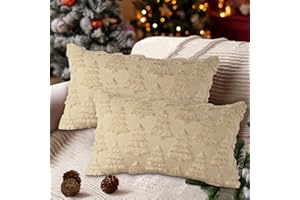 Lanpn Świąteczna poszewka na poduszkę 30 x 50 cm, zestaw 2 sztuk, choinkowe dekoracyjne poszewki na poduszki na poduszki na sofę do dekoracji salonu sypialnia krzesło sofa łóżko (styl A, beżowy)