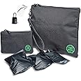 Stash Bros Smell Proof Bag - Mini & Large Smell Proof Container + 3 Smell Proof Baggies & Lock - Accessories with Activated Carbon lining