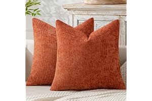 MIULEE Chenille Kuddfodral 50x50 2-pack Dekokissen Rost | Kuddöverdrag soffkuddar mjuka örngott med elegant design soffkuddar