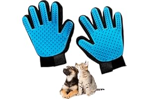 TONNYS 1 Paio Guanto Spazzola per Animali Pulizia -Guanto per Animali Domestici, Guanto da Massaggio per Pelo Lungo, Pelo Corto, Gatto, Cane, Cavallo, Bellezza per la Depilazione Rimozione (Cielo blu)