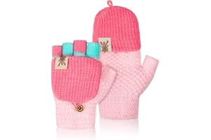 Becellen Guantes Invierno Niño, Guantes sin Dedos de Punto Táctil Termicos Guantes Mitones para Niños y Niñas de 5 a 11 Años