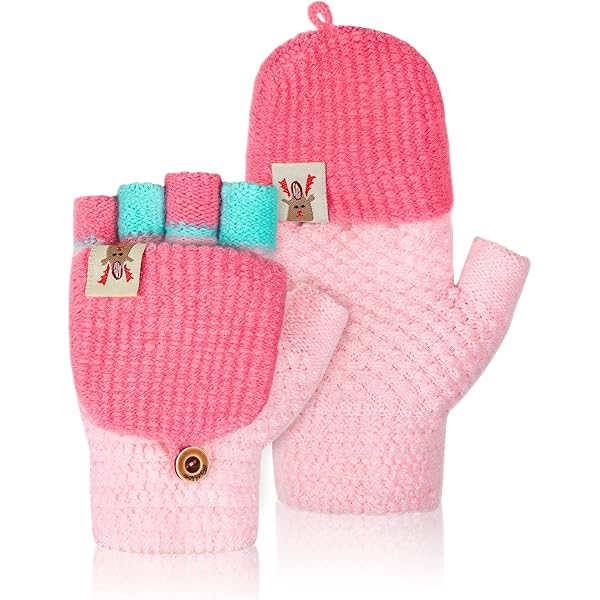 Guanti Senza Dita Per Bambini - 2 Paia Invernali Con Patta | Maglia Calda E Morbida | Per Bambini 3-8 Anni - Foto 2