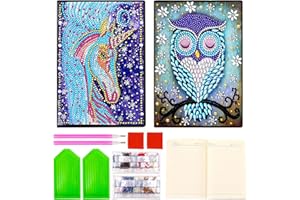 Mecmbj diamond painting bambina, giochi bambina 8 anni femmina, 2 pezzi quaderno A5 con pittura a diamante art, regalo per ragazze 6-12 anni, quaderno Mandala per scuola, ufficio (blu)