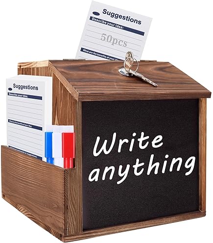 Houten suggestiedoos 20,8 x 16,5 x 20 cm, houten stembus met slot