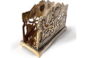 Thorness Briefständer im Jugendstil, poliertes Messing, Sonnenblumen-Briefständer, dekorativer Notiz- und Briefhalter für Zuhause oder Büro