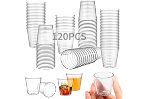 Qetlavee 120stk Schnapsgläser,30ml Shotgläser Becher Plastik,Trinkbecher Set für Shots und Kurze Schnapsbecher für Jede Party,Wiederverwendbare glasklar Shotbecher,bpa-frei