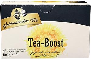 Goldmännchen Tee T-Boost, Aromatisierter Früchtetee, Energizer Tee, 20 einzeln versiegelte Teebeutel