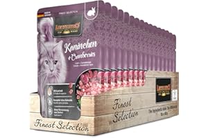 Leonardo Bolsas [16x85g Conejo + Arándanos] | Alimento húmedo sin Cereales para Gatos | Alimento Completo en prácticas raciones Individuales