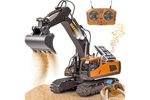 maysida Ferngesteuerter Bagger Spielzeug mit Licht & Sound für Jungen 3-12 Jahre, 2,4 GHz RC Bagger mit Metallschaufel & 680°Drehung für Kinder, Jungen Geschenk für Geburtstag/Weihnachten