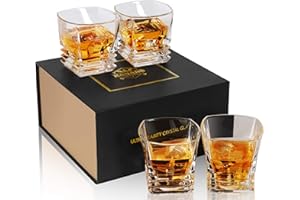 KANARS Verre à Whisky, Verres a Whiskey en Cristal pour Scotch, Cognac, Whisky, Martini, Belle Boîte Cadeau, 260 ml, Lot de 4 Pièces