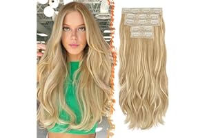 ‎BARSDAR BARSDAR Clip in Extensions, 50cm Wellige Clip in Haarverlängerungen Blond für Frauen 5PCs Hair Extensions Natürliches Synthetisches Haarteil Haarextension - Hell Aschblond Gemischt