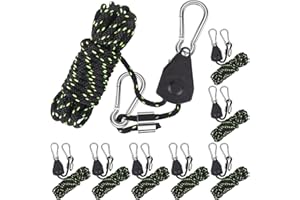 Cirulli Lot de 8 Cordes de Tension réfléchissantes avec mousquetons,Jeu de cliquets de Corde de1/8pouces,Corde a cliquet réglable pour auvents et tentes,Plantes d'intérieur,Corde à Linge,Noir élingue