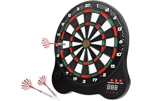 AKTIVE 54122 Cible électronique avec écran LCD, 29 Jeux, 3 fléchettes à Pointe Flexible, jusqu'à 4 Joueurs, 31 x 20 x 33 cm