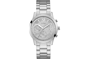 Guess Montre solaire multi-cadran pour femme avec bracelet en acier inoxydable.