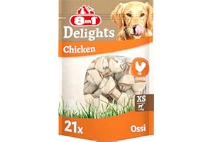 8in1 Ossi di pollo XS, con gustosa pelle di manzo e delizioso petto di pollo, 21 pezzi