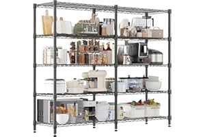 Himimi 5 Tier Heavy Duty Metal Shelving Units, 180W x 45D x 183H cm, Adjustable Wire Shelving Unit, Large Capacity Storage Shelves Rack Shelf for Garage Pantry Kitchen Shed Utility Room, Black