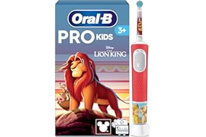 ‎ORAL-B Oral-B Pro Kids König der Löwen Elektrische Zahnbürste/Electric Toothbrush für Kinder ab 3 Jahren, inklusive Sensitiv+ Modus für Zahnpflege, extra weiche Borsten, 1 Aufsteckbürste, 4 Sticker