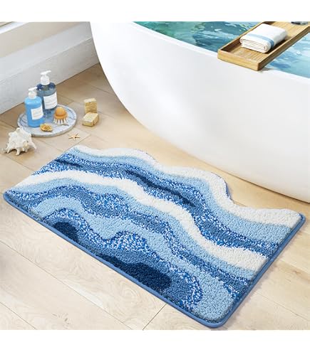 Tappetino Bagno A.Monamour Notte Stellata Van Gogh, 40x60 Cm, Antiscivolo Con Gommini, Morbido E Assorbente In Microfibra Memory Foam, Lavabile, Stampa Artistica