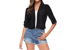 Famrrifuu Donna Coprispalle Elegante Estivo Cardigan Corta Mezza Manica Bolero Giacca Coprispalle Corto per Matrimonio
