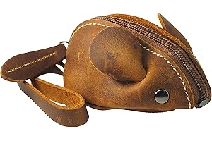 BAWAKO Mały portfel ze skóry – torebka na klucze portmonetka moneta mała portmonetka, jasnobrązowy, Vintage