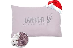 ‎HERBALIND Herbalind Lavendelkissen Zeit für Mich 30x20 cm Schlafkissen mit Füllung - Duftkissen zum Schlafen, Oeko TEX 100% Baumwolle, Kräuterkissen mit Lavendel ohne Chemie - Dekokissen - Geschenk für Frauen