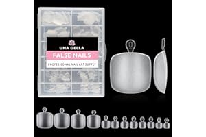UNA GELLA Unghie Finte per Piedi Corte Quadrate in Gel Morbido, 312 Pezzi 12 Misure Ricostruzione Unghie Opache Autoadesive Copertura Totale, Presagomate per Estensioni Acriliche - Salone/Casa Fai da
