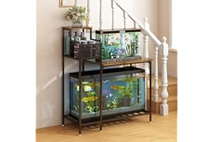 Wisdom Star 10-20 Gallon Aquarium Stands Metal Frame, Fish Tank with Stand with Cabinet Storage, 33.1" L * 15" W Tabletop, 330LBS Capacity, Fits Aquarium,Turtle Tank or Reptile Terrariums, Black