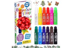 TBC THE BEST CRAFTS Paint Sticks for Children Pack of 12 Washable Toddler Tempera Painting Sticker Non-Toxic for Teens Boys Girls Adults Painting on Paper Wood Glass Ceramic Canvas