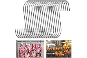 LEONSHCO Lot de 20 crochets en acier inoxydable de qualité supérieure (3.0 cmx15 cm),Crochet de boucherie,Crochet de cuisine,Crochet de viande avec extrémité pointue, barbecue, cuisson de la viande