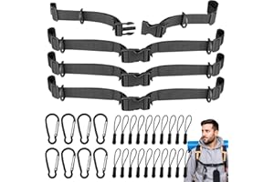 GZhaizhuan 4 unidades de correa de pecho, correa ajustable para el pecho para actividades al aire libre, escalada, senderismo, correr, con 20 cremalleras, 8 mosquetones