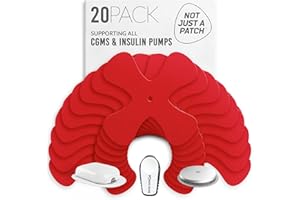 Not Just A Patch X-Patch CGM Sensor Patches (20 Pack) - Water Resistant Omnipod 5 Adhesive Patches - Durable for Active Lifestyle for 10-14 Days - Compatible with Dexcom G6, Libre 2 in Red