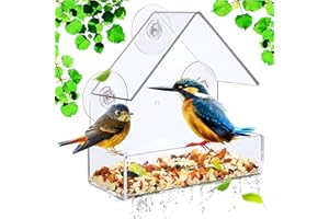 SHSHbuy Mangeoire à Oiseaux pour Fenêtres,Mangeoires à fenêtre Acrylique Transparent,Bird Feeder Mangeoire à Oiseaux Sauvages avec Ventouses Puissantes 15x15x6cm