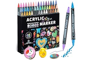 Mzh Art 48 pennarelli acrilici a doppia punta, pennarelli di alta qualità per legno, pittura su roccia, vetro, tela, pietra, artigianato fai da te