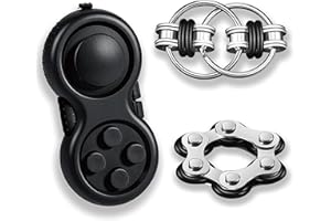 Yeefunjoy Juego de 3 Juguetes para Fidget, Fidget Pad Flippy Chain Fidget Toy Seis Cadenas de Rodillos, Negro Anti-ansiedad Anti-Stress ADHD Autismo Juguetes Killing Time para niños y Adultos