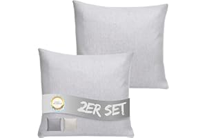 ‎INSPINOVIA INSPINOVIA Outdoor Kissen mit Füllung | Wasserabweisende Deko Kissen | 2er, 4er & 6er Sets | Gartenkissen | Lounge Kissen | 45 x 45 cm (Hellgrau, 2er Set)