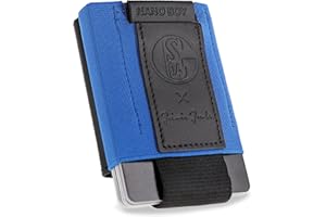 Jaimie Jacobs Nano Boy Pocket FC Schalke 04 Edition Kleiner Geldbeutel mit Münzfach Mini Wallet aus Textil mit Zugband bis zu 13 Karten Fanartikel (königsblau)