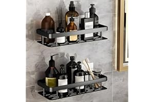 JIALTO 2 Pcs Self Adhesive Bathroom Shelf for Wall | Bathroom Organizer Without Drill | Wall Mounted Bathroom Shelves | Alumi