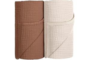 SUSURRATION Muselina 100% Algodón Mantas Grandes para Bebés,Mantas de Recepción Transpirables Súper Suaves para Bebés Unisex Niños y Niñas100x100cm (Dunkelbraun)