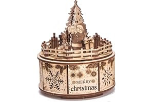 Wood Trick Music Box Gifts from Santa Model Kit - We Wish You a Merry Christmas Beautiful Melody - Very Sturdy and Ecological - 6x5″ - 3D Wooden Puzzle