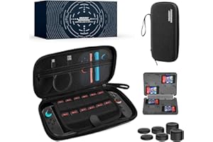 Orzero NEWZEROL (8 en 1) Étui de Protection Compatible avec Switch 2 2025, avec Capuchons Antidérapants et 20 Cartouches de Jeu, Boîte de Rangement Rigide et Portable, Doublure Souple - Noir