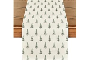 Artoid Mode Grün Bäume Weihnachten Tischläufer, Winter Xmas Küche Tisch Dekoration Drinnen Urlaub Party Dekor 40x140 cm