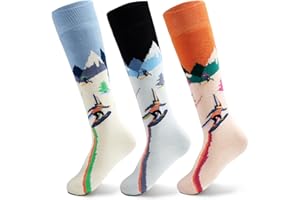 AISYEE Chaussette Ski Enfant Chaussettes longues Unisexes Chaussettes Chaudes d'hiver Enfants Chaussettes Thermiques Garcon Chaussettes épaisses en coton pour Garçon Fille Lot 3 Paires