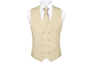 Enlision Hommes Double Boutonnage Gilet avec col en V Slim Costume Gilet Casual Formelle d'Affaires Robe XS-4XL