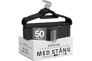 Utopia Home Premium Velvet Anti-Slip Hangers - Hållbara Velvet Hangers med slipshållare - Starka, platsbesparande hängare för skjortor, jackor, klänningar (svart, 50 st