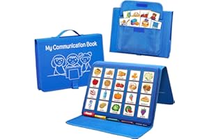 BOCZIF Livre de Communication visuelle, tableau de Communication non verbale, matériel d’apprentissage du vocabulaire de la langue de l’autisme, marqueurs d’apprentissage de la parole (Bleu)