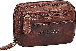 STILORD 'Eason' Monedero de Llaves de Cuero para Hombre con Múltiples Compartimentos - Organizador de Llaves y Monedas para Mujer - Llavero de Piel Auténtica con Bolsillo, Color:Kara - Cognac
