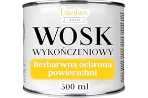 ‎CREATIVE DECO Creative Deco Bezbarwny Wosk Wykończeniowy | 500 ml | Przejrzysta Ochrona Powierzchni | Transparentny | Lekki Połysk | Idealny do Surowych i Udekorowanych powierzchni