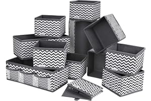 DIMJ Lot de 12 Organiseurs de Tiroir, Rangement Tiroir Pliable et Respirant Non-tissé, Organisateur Tiroir Ideal Pour le Rangement Sous Vetement, Cravates, Chaussettes (Gris)