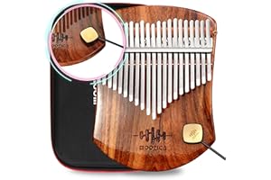 MOOZICA Piano de pulgar Kalimba Koa sólido de 21 teclas, tablero plano de madera maciza Kalimba profesional Marimba con instrucciones de aprendizaje y estuche de transporte (Acacia Koa, K21KSEQ)